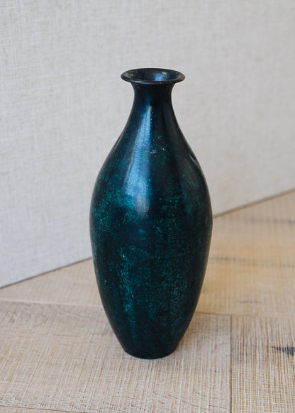 Vintage dark green patina vase